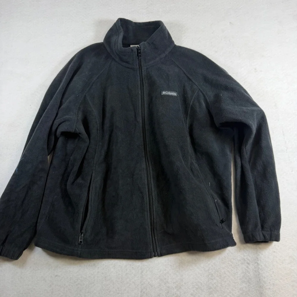 Columbia Mens 3X Black Fleece Full Zip Jacket Mock Neck Outdoor Layering 8174